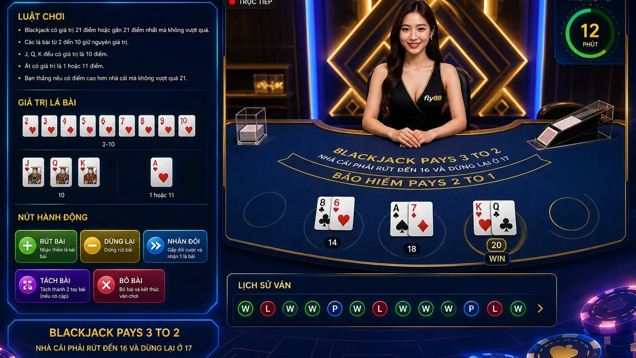 Học blackjack dễ hơn: so sánh bàn có hướng dẫn và trực tiếp trên fly88